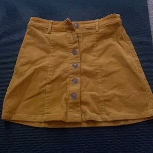 yellow corduroy mini skirt